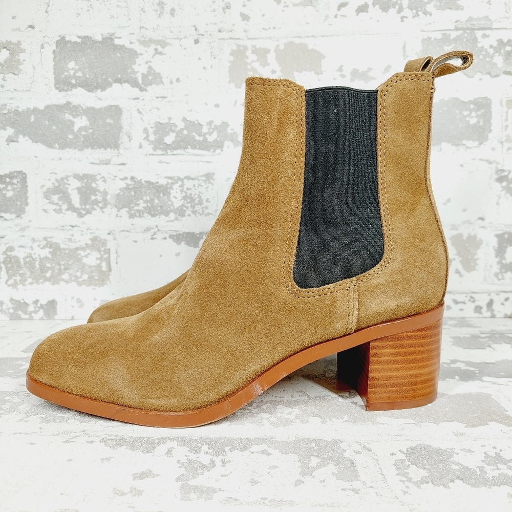 New Steve Madden Rhiannon Tan Suede Block Heel Ankle Boots O735